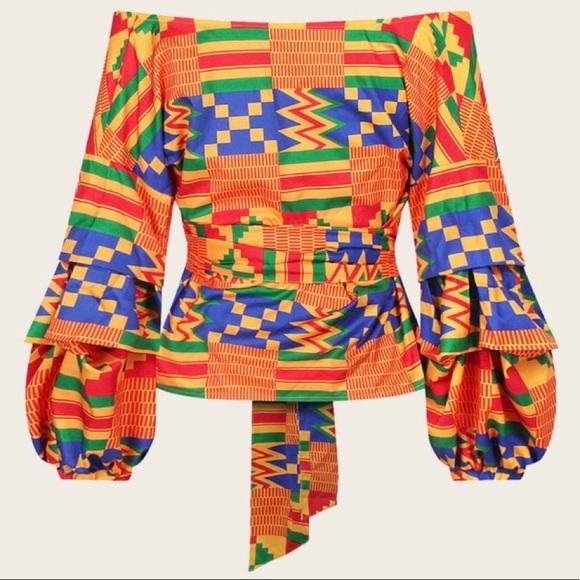 NEW| Orange Geo Print Blouse - Picture 4 of 6